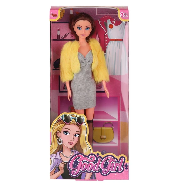 ZeycanHome WG-115519-20 Kürk Ceketli Elbiseli Bebek 29cm - 1adet Stokta Olan Gönderilir Kız Erkek Çocuk Oyuncak - Resim 3