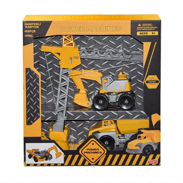 ZeycanHome ML447 Power Machines Vinç, Damperli Kamyon ve Kepçe İnşaat Seti -Molmo Kız Erkek Çocuk Oyuncak Eğiti ürün görseli 1