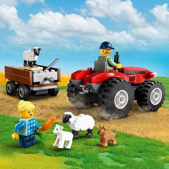 ZeycanHome LEGO City Römorklu Kırmızı Çiftlik Traktörü ve Koyun 60461 Kız Erkek Çocuk Oyuncak Eğitici Oyuncakla - Resim 3