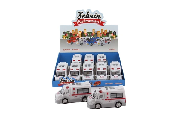 ZeycanHome SÜRTMELİ AMBULANS ARABA Kız Erkek Çocuk Oyuncak Eğitici Oyuncaklar - 1