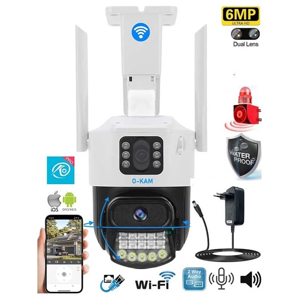 O-Kam 6015 Speed Dome Full HD 3 MP Gece Görüşlü IP Wi-Fi Güvenlik Kamerası ürün görseli