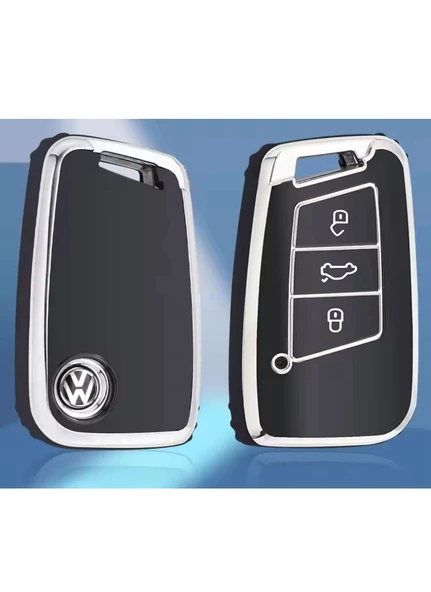 Passat B8 Arteon Tiguan Ateca ve Süper B Anahtar Kılıfı 2.Resime Bakınız Siyah/Gümüş ürün görseli