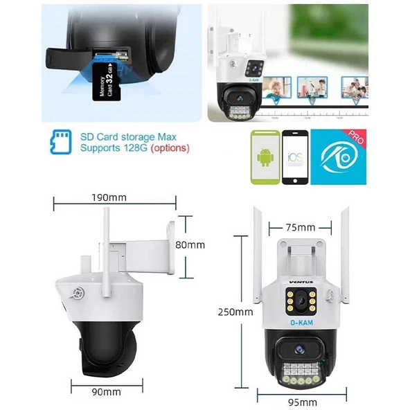 O-Kam 6015 Speed Dome Full HD 3 MP Gece Görüşlü IP Wi-Fi Güvenlik Kamerası - 4