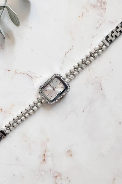 Phoebe Gri İnci Taşlı Kadın Kol Saati - 4
