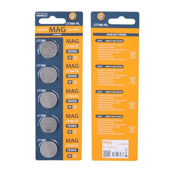 Mag Batteries MG-2016 CR2016 3 Volt Pil (5'li Blister Paket) ürün görseli