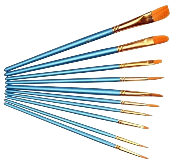 Ahşap Saplı 10’lu Fırça Seti – Sanat, Hobi ve Atölye Kullanımı İçin ürün görseli