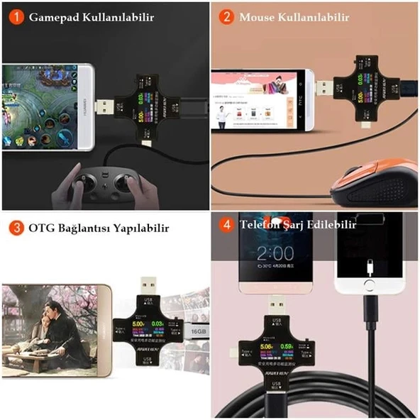 PowerMaster PM-26611 USB Tester Voltmetre Ampermetre Akım Göstergesi Multimetre Test Cihazı OTG Destekli - 2