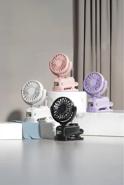 Dijital Ekranlı Şarjlı Hava Nemlendirici Mini Masa Fan Vantilatör - 5