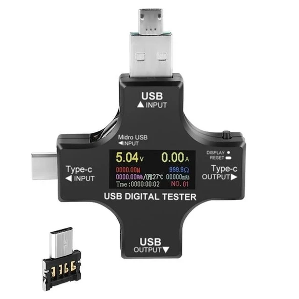 PowerMaster PM-26611 USB Tester Voltmetre Ampermetre Akım Göstergesi Multimetre Test Cihazı OTG Destekli - 4