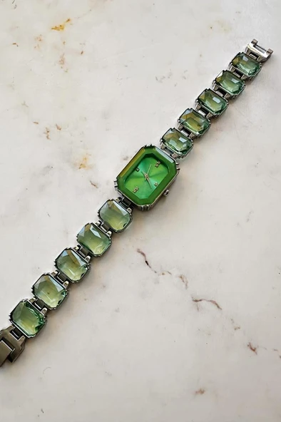 Aosta Yeşil Gümüş Kadın Kol Saati - Resim 4