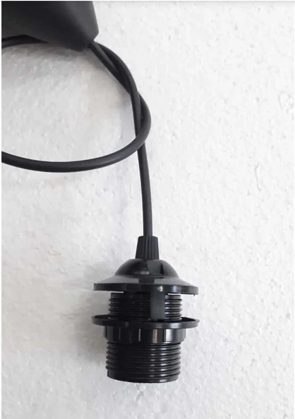 Siyah Kablolu Plastik Sarkıt Duy | E27 Duy Tavan Aydınlatma Askı Seti - Resim 3