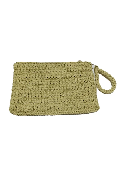 Kadın Yıldız Detaylı Fermuar Astarlı Özel Tasarım Portföy Hasır Çanta