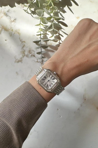 Retro Gümüş Roma Rakam Kadın Kol Saati ürün görseli 1