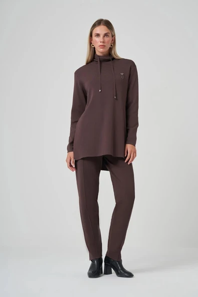 Nuss pantolonlu triko takim 1353 kahve - 1