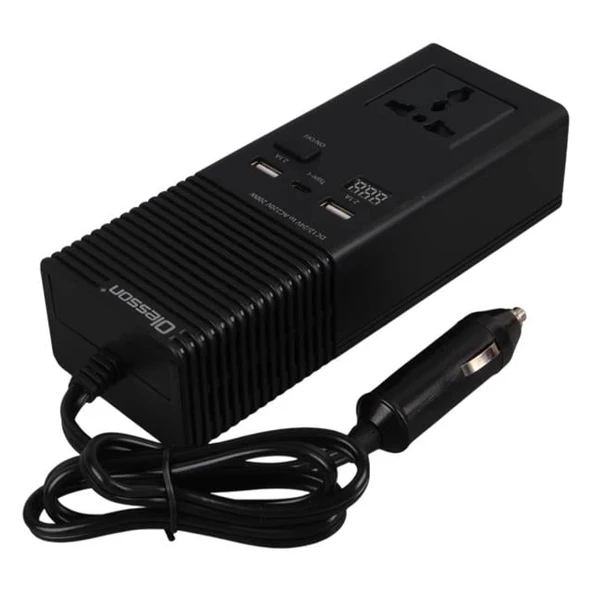 Olesson 1665 DC 12-24V 200W Oto Araç Power İnverter Ek Çakmak Girişi - TYPE-C - Çift USB - 220V Üniversal Priz - 3