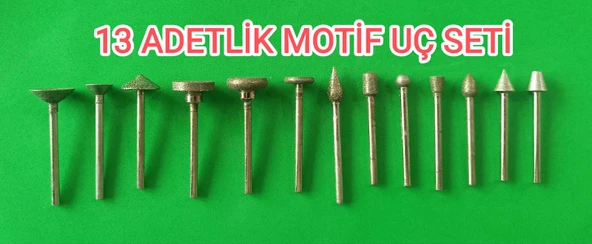 13'lü Elmas Motif Uç Seti – Su Kabağı, Ahşap ve Seramik İşlemeye Uygun - 1