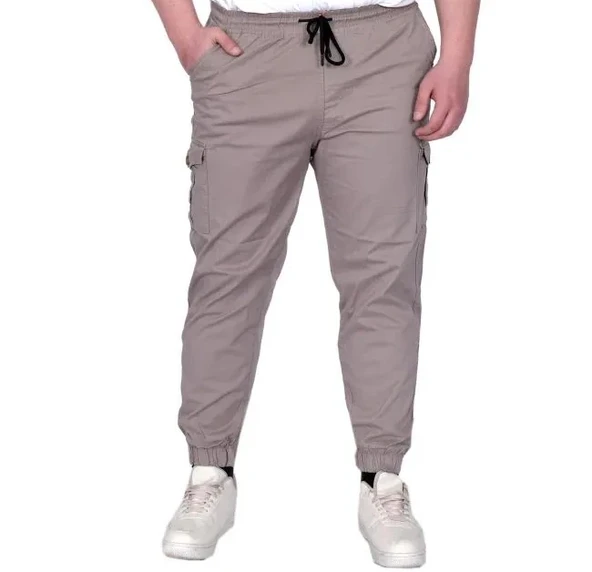 Büyük Beden Erkek Pantolon Keten Kargo Jogger 21911 Taş Rengi ürün görseli 1