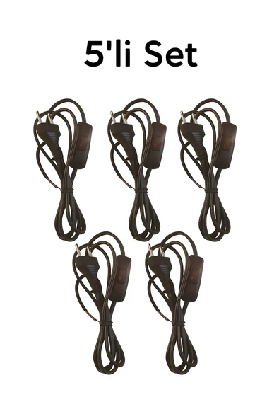 5’li Açma Kapama Anahtarlı Elektrik Kablosu – Prizli Lamba Kablosu Seti (2x0.75 mm – 1.5 Metre) ürün görseli