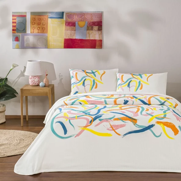 TAÇ ZEST PKB PİKE TAKIMI TURUNCU ÇİFT KİŞİLİK ürün görseli 1