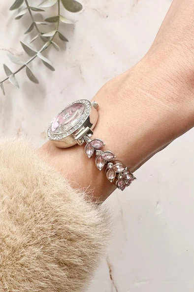 Dienna Gri Pembe Taşlı Kadın Kol Saati - 2