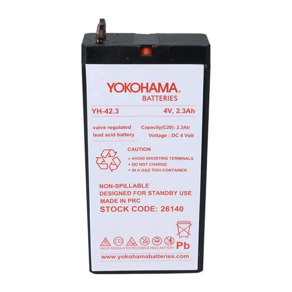 Yokohama YH-42.3 4 Volt - 2.3 Amper Akü (50x100x22 mm) - 3