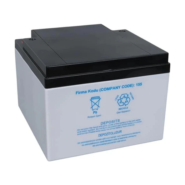 Yokohama YH-122.6 12 Volt  26 Amper Akü (165x176x125 mm) - 3