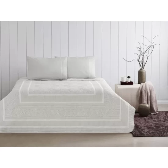 TAÇ ANETTE JAKAR PİKE TAKIMI GRİ ÇİFT KİŞİLİK ürün görseli 1