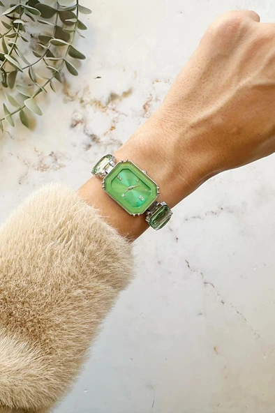 Aosta Yeşil Gümüş Kadın Kol Saati - Resim 2