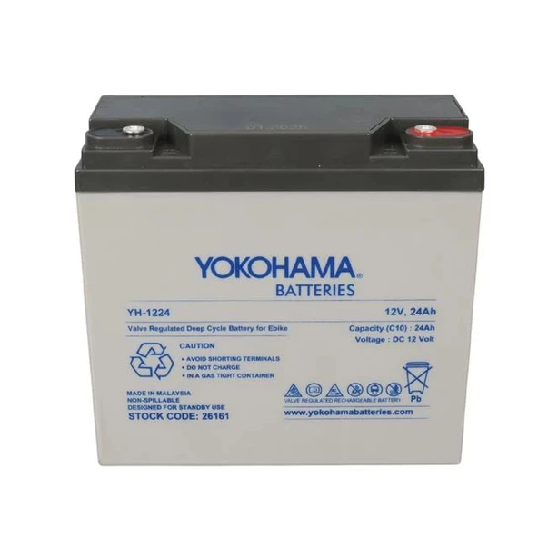 Yokohama YH-122.4 12 Volt - 24 Amper Elektrikli Bisiklet Aküsü (180x76x167 mm) - 2