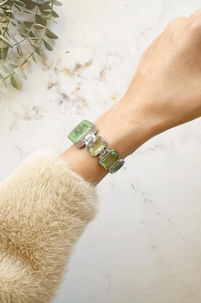 Aosta Yeşil Gümüş Kadın Kol Saati - Resim 3