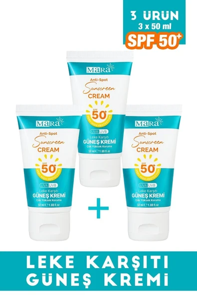 Spf 50+ Leke Karşıtı Yüz Güneş Kremi Tüm Cilt Tipleri Için 50 Ml 3 Adet - 1