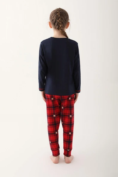 Arnetta 2602 Oh Deer Lacivert Kız Çocuk Uzun Kol Pijama Takım - 5