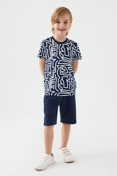 Arnetta 2506 Maze Lacivert Erkek Çocuk Bermuda Takım ürün görseli 1