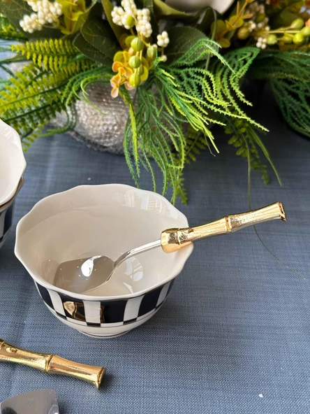 Royking Altın Bambu Saplı Dondurma Kaşık 6'lı EYM 085 - 2