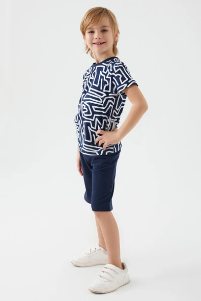 Arnetta 2506 Maze Lacivert Erkek Çocuk Bermuda Takım - Resim 5