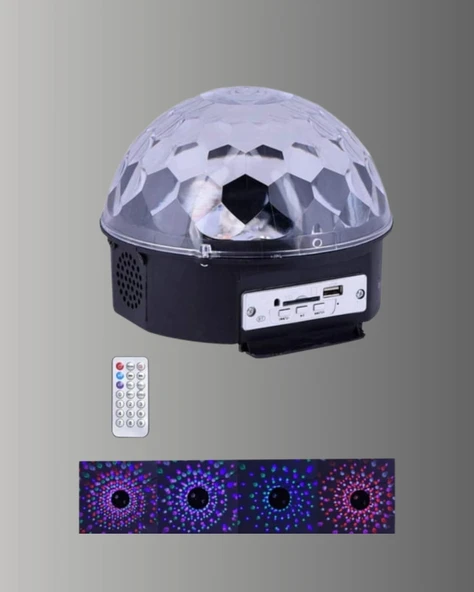 Uzaktan Kumandalı RGB LED Disko Topu Bluetooth Hoparlörlü - Resim 4