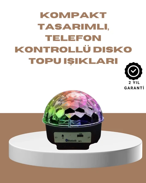 Taşınabilir Bluetooth Disko Topu Uzaktan Kumandalı Işık Efektleri ürün görseli
