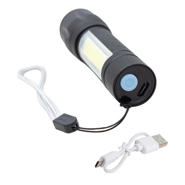 Powermaster PM-4525 Metal Flashlight Power Ledli Şarjlı El Feneri - Resim 2