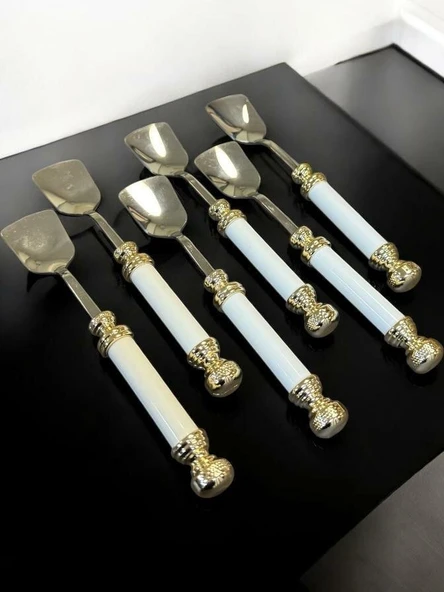 Royking Porselen Gold Saplı Dondurma Kaşık 6'lı EYM 103
