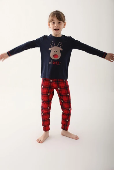 Arnetta 2602 Oh Deer Lacivert Kız Çocuk Uzun Kol Pijama Takım - 2