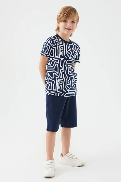 Arnetta 2506 Maze Lacivert Erkek Çocuk Bermuda Takım - Resim 3
