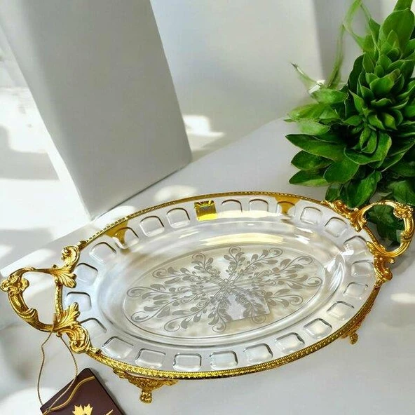 Royking Ayaklı Oval Sunum Tabağı 35x29x20x4cm CRG162 ürün görseli 1