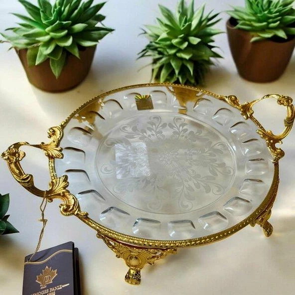 Royking Ayaklı Yuvarlak Sunum Tabağı 29x23x5cm CRG127-1 ürün görseli 1