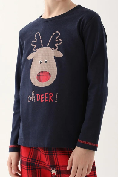 Arnetta 2602 Oh Deer Lacivert Kız Çocuk Uzun Kol Pijama Takım - 4