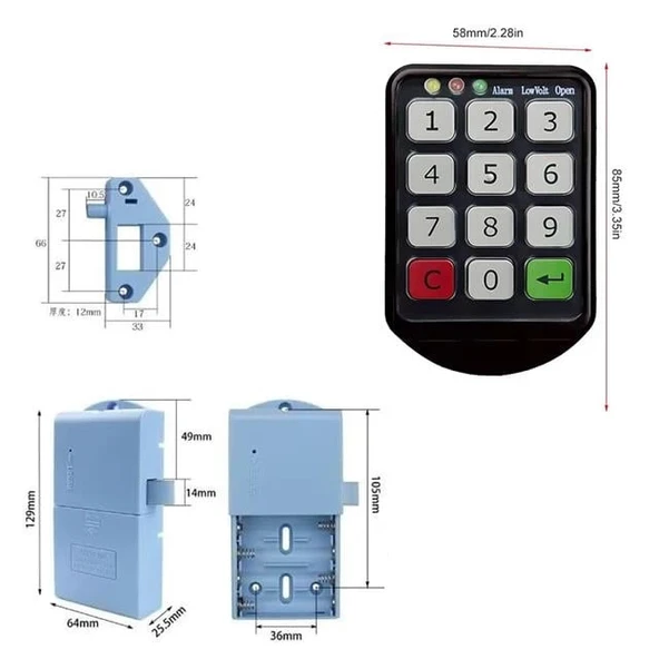 PowerMaster PM-26724 Tuş Şifreli Siyah Çekmece Dolap Kilidi (2'li Paket) - Resim 2