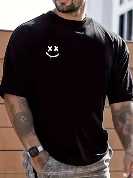 Erkek Kısa Kollu Bisiklet Yaka Baskılı Süprem Bluz - Resim 3