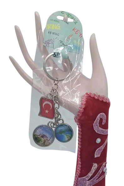 Türkiye Üçlü Epoksi Metal Çift Taraflı Damla Anahtarlık Turkey - Resim 5