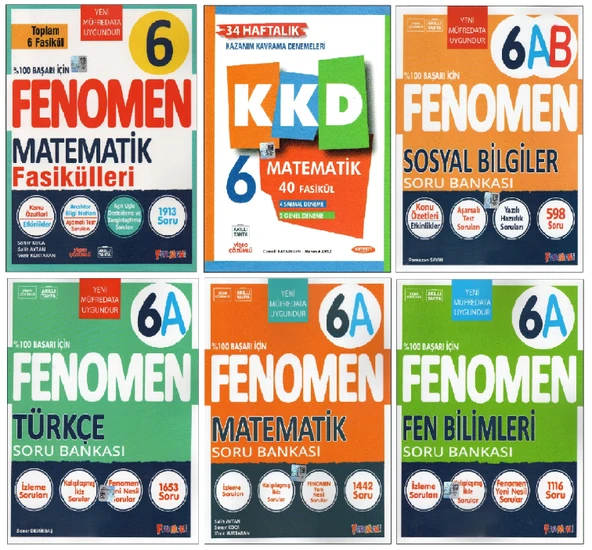 Fenomen 6 .Sınıf 6A Türkçe+Matematik+Fen+Sosyal Soru Bankaları+Fasikül+KKD Matematik ( 6 Kitap) ürün görseli 1