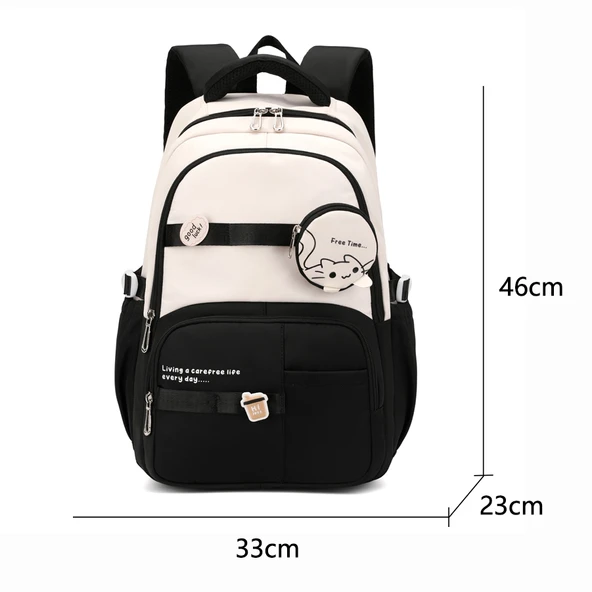 Bahar Yeni Öğrenci Sırt Çantası Okul Çantası Basit Kore Tarzı Sırt Çantası Kadın Seyahat Eğlence Çantası - Resim 2