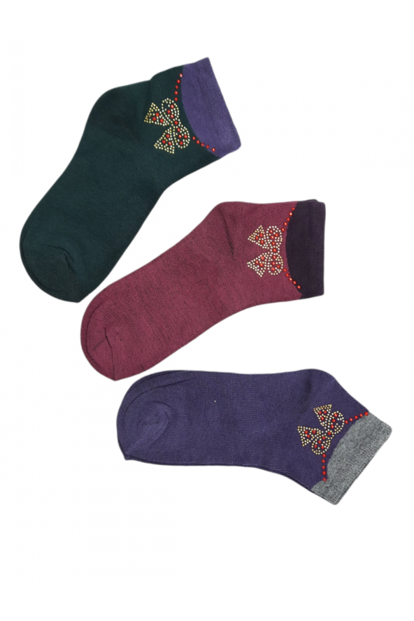 4 Çift Renkli Patik Çorap  36-41 numara  BT-0347
